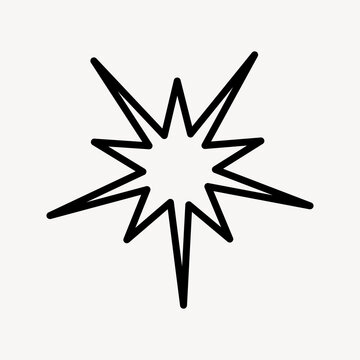 Black outlined starburst icon isolated on a white background