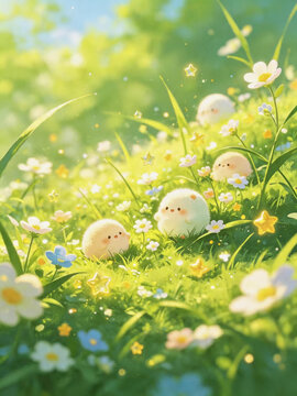 easter eggs in the grass