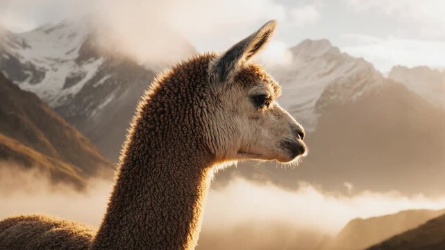 Llamas in the Andes Mountains