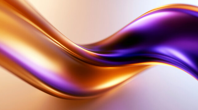 Abstract Flowing Metallic Wave Background in Purple and Gold