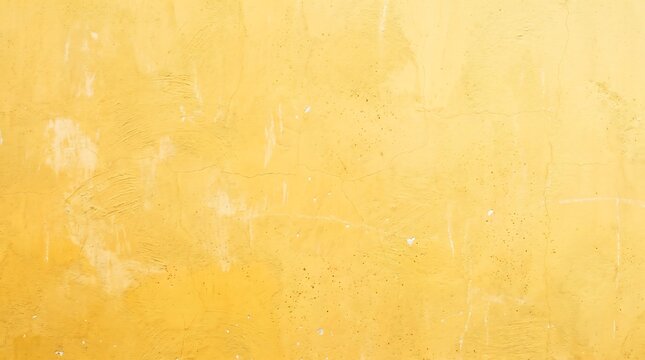 Weathered yellow stucco wall surface featuring natural cracks and peeling paint textures captured in bright daylight for a rustic background design