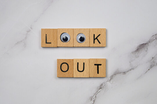 Look out sign on tiles