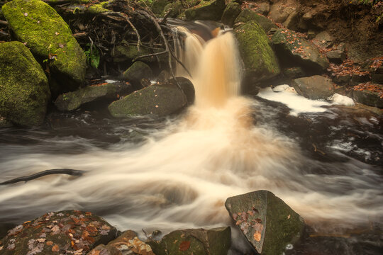 Beautiful colorful Autumn Fall landscape of Padley Gorge in Peak Distrcit England