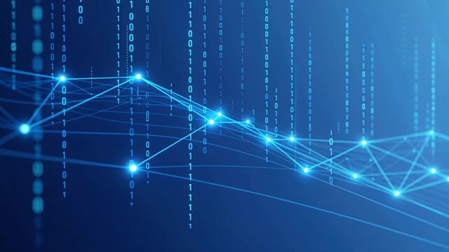 digital network visualization blue data lines glowing nodes