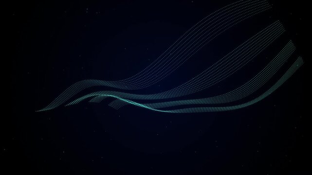Glowing Blue Particle Waves Flowing Through Dark Space Abstract Motion Graphic Background Element Featuring Smooth Sinusoidal Lines Digital Light