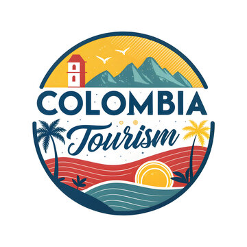 tourism Colombia typography logo background set