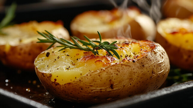 Hot Oven Roasted Potato with Rosemary and Black Pepper