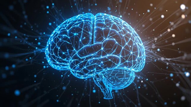 brain neural network glow blue digital science visualization