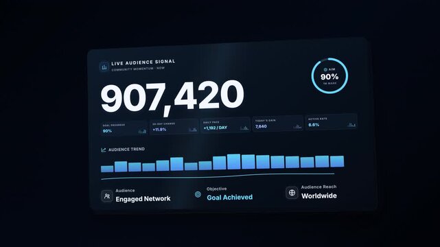 Digital analytics dashboard showing rapid audience growth reaching a one million milestone.