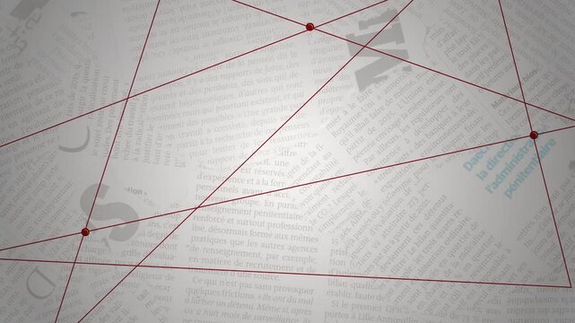 Detective Investigation Background with Newspaper Clippings and Red String Connections
