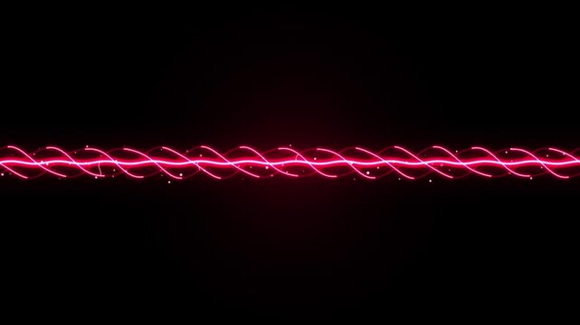 Neon red glowing sine wave abstract background, with particle effects