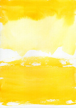 The abstract yellow watercolor painting provides blank copy space