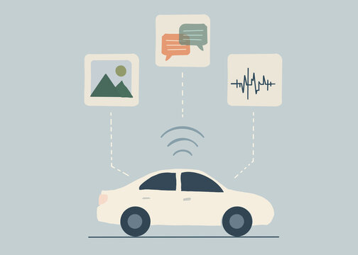 A smart connected car transfers digital media data wirelessly
