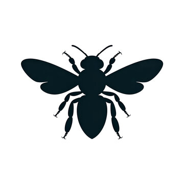 Silhouette of a bee with wings spread, insect illustration for nature themes