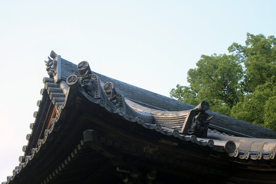 Ornamental Onigawara Ogre Roof Tiles Detail at Sekkeiji (the 33rd) on Shikoku Henro Pilgrimage, Kochi 2026