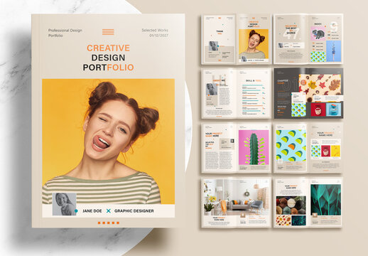 Portfolio Brochure Layout Template with Modern Graphic Design