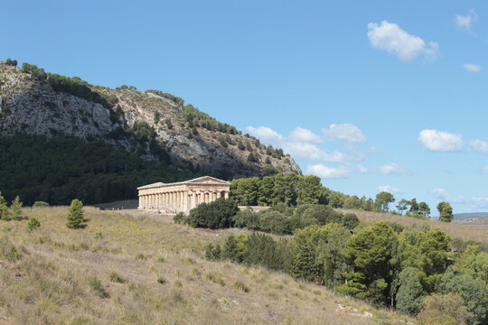 Ancient Greek Temple of Segesta in the Sicilian landscape
