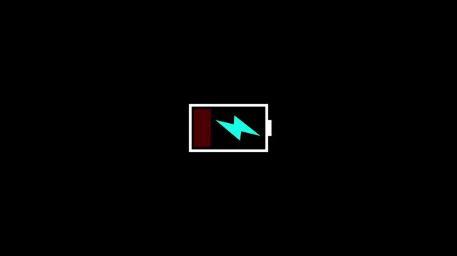 Mobile phone battery low warning blink animation transparent background alpha channel