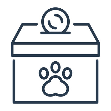 Line Art Donation Box Icon for Animal Shelter Fundraising