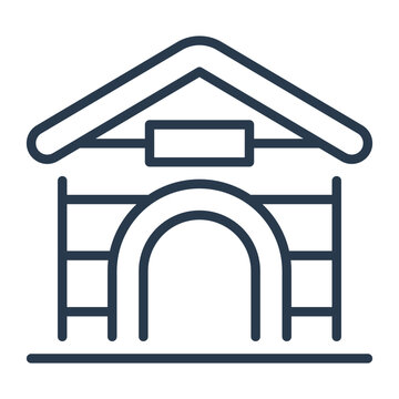Line Art Dog House Icon for Pet Care App Navigation