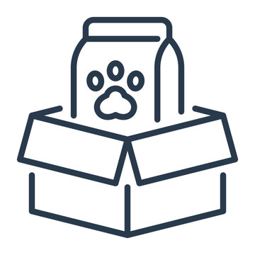 Line Art Pet Food Bag in Open Box for E-Commerce Delivery