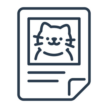 Line Art Cat Portrait Document Icon for Pet Adoption Branding