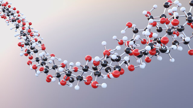 Molecular structure, grape sugar, molecular, 3D-Rendering