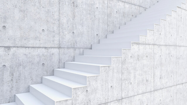 3D rendering of interior concrete wall and stairs