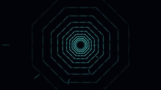 Abstract futuristic neon geometric tunnel motion background