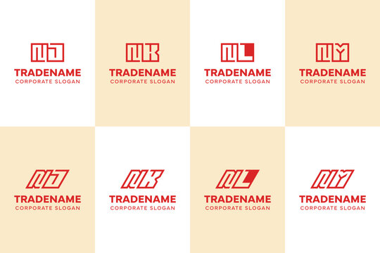 Letters NJ NK NL NM Square and Dynamic Logo Set
