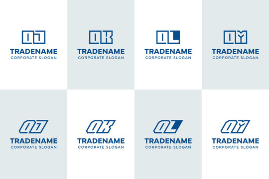 Letters OJ OK OL OM Square and Dynamic Logo Set