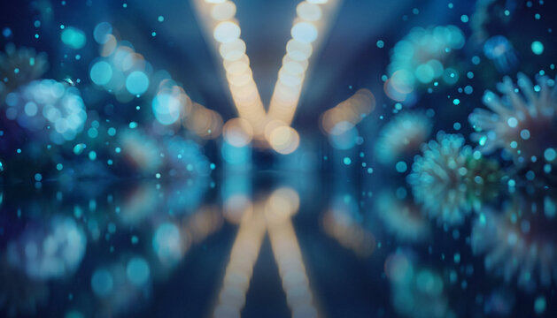 An abstract image featuring a blurred background of colorful bokeh lights and reflections, creating a dreamy and atmospheric effect.