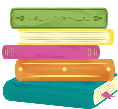 colorful books on white background