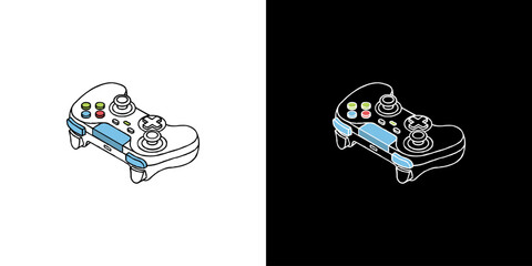 Isometric Game Controller Icon on Dark and Light Backgrounds © as