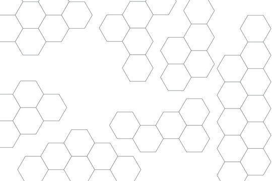 Hexagon outline hexagon background. Repeating pattern built from scattered small cells. Abstract modern design for poster, cover and product display.