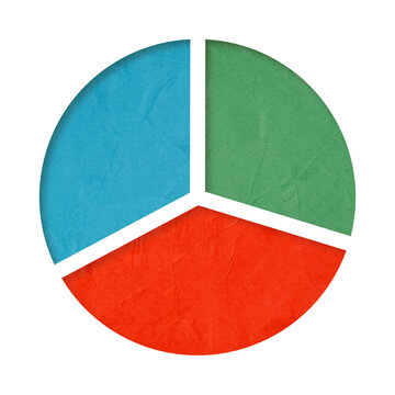 Pie Chart Symbol Paper Cutout Textured with Isolated on Transparent Background