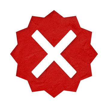 Reject Symbol Paper Cutout Textured with Isolated on Transparent Background