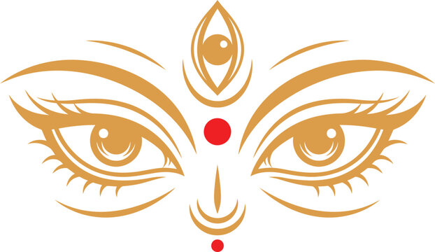 Hindu goddess Durga eye and third eye with red bindi
