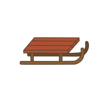 Classic Wooden Winter Sled Vintage Christmas Sleigh Vector Illustration