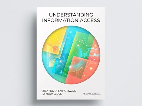 Understanding information access conceptual graphic with colorful digital circle