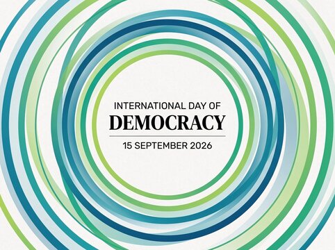 International day of democracy conceptual design with circular abstract lines