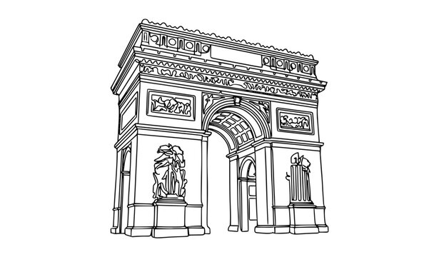 Continuous Single Line Triumphal Arch Monument Architecture Vector