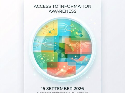 Access to information awareness abstract digital concept with circular graphic