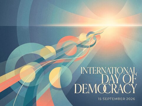 International day of democracy conceptual graphic with light rays and abstract