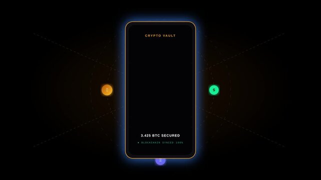 Digital Cryptocurrency Wallet Application Interface with Futuristic Financial Security Features