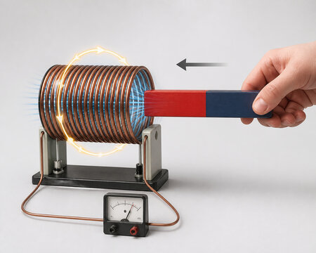 Electromagnetic induction with magnet and copper coil