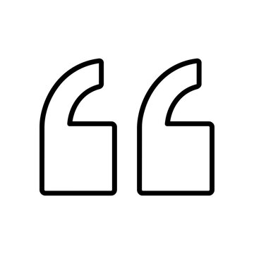 Quote mark icon, black glyph vector symbol for web and app interface design