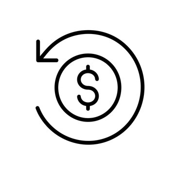 Refund icon, black glyph vector symbol for web and app interface design