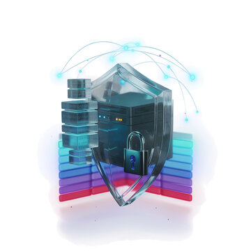 Cybersecurity Data Protection Concept with Secure Server and Digital Network