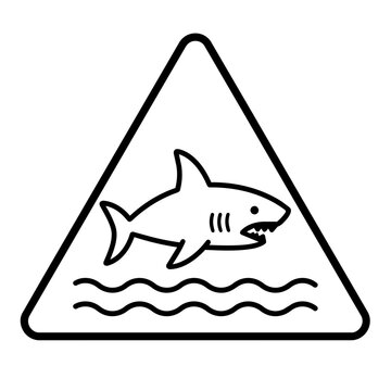Shark warning sign icon, black glyph vector symbol for web and app interface design